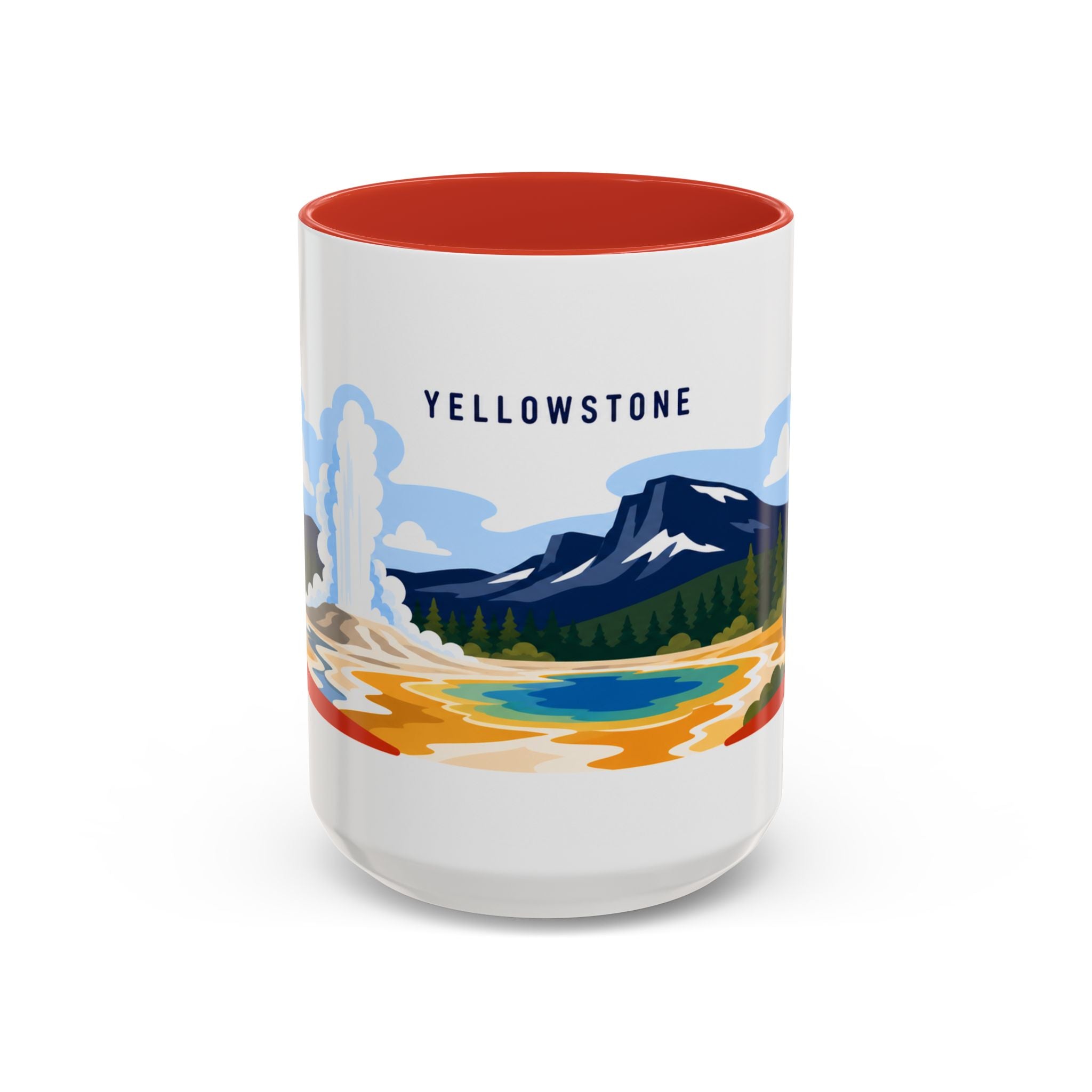 Yellowstone Coffee Mug | Travel Destination Souvenir Gift | Accent Color Ceramic 11oz 15oz