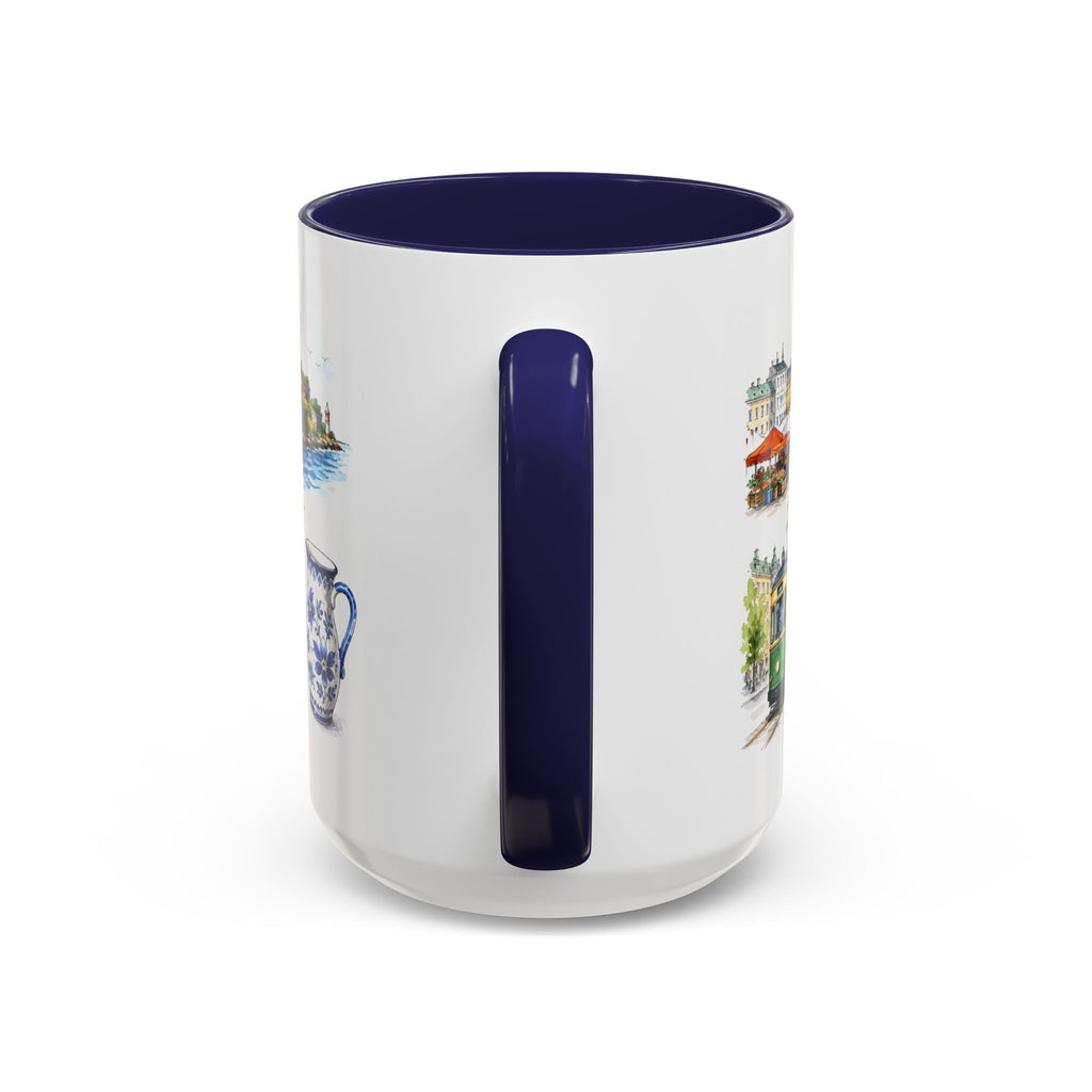Helsinki Illustrated Travel Mug | City Souvenir Accent Coffee Mug | 11oz 15oz Ceramic Cup