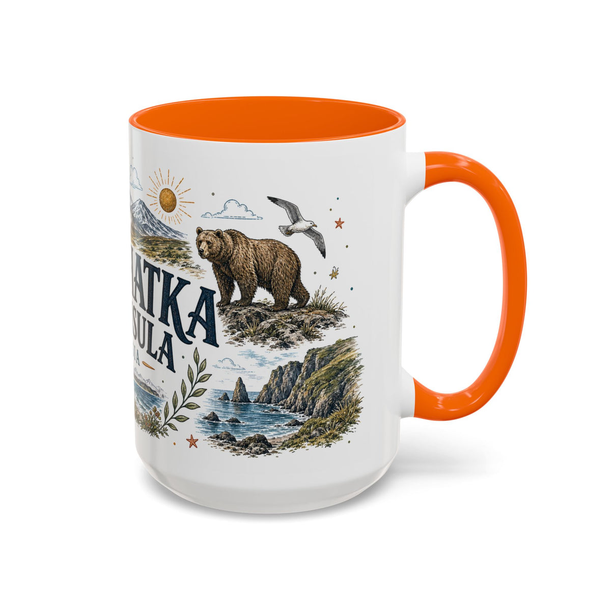 Kamchatka Peninsula Mug, Russia Travel Souvenir, Bucket List Gift, Accent Ceramic Coffee Mug 11oz 15oz