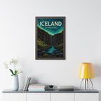 Stuðlagil Canyon Iceland Framed Poster | Vintage Travel Wall Art | Black Walnut White Frame | 16x24 20x30