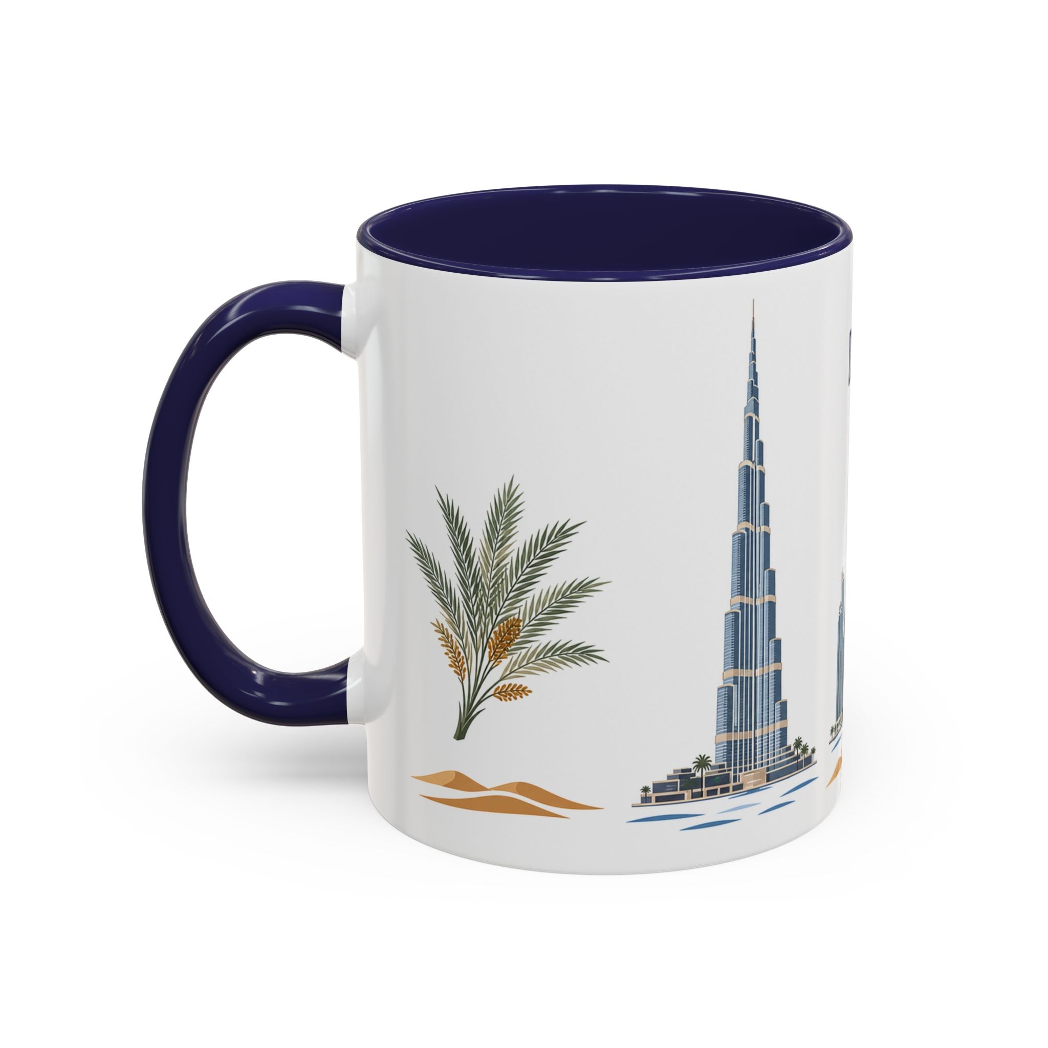 Dubai Coffee Mug | United Arab Emirates Travel Souvenir | Porcelain Decal City Gift | 11oz 15oz Accent Mug