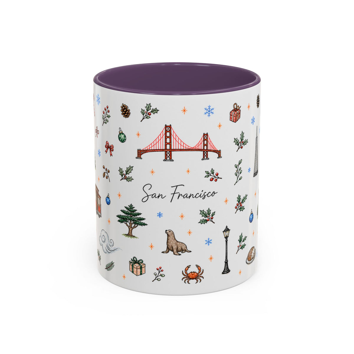 San Francisco Christmas Mug | Watercolor City Souvenir | Ceramic Coffee Cup