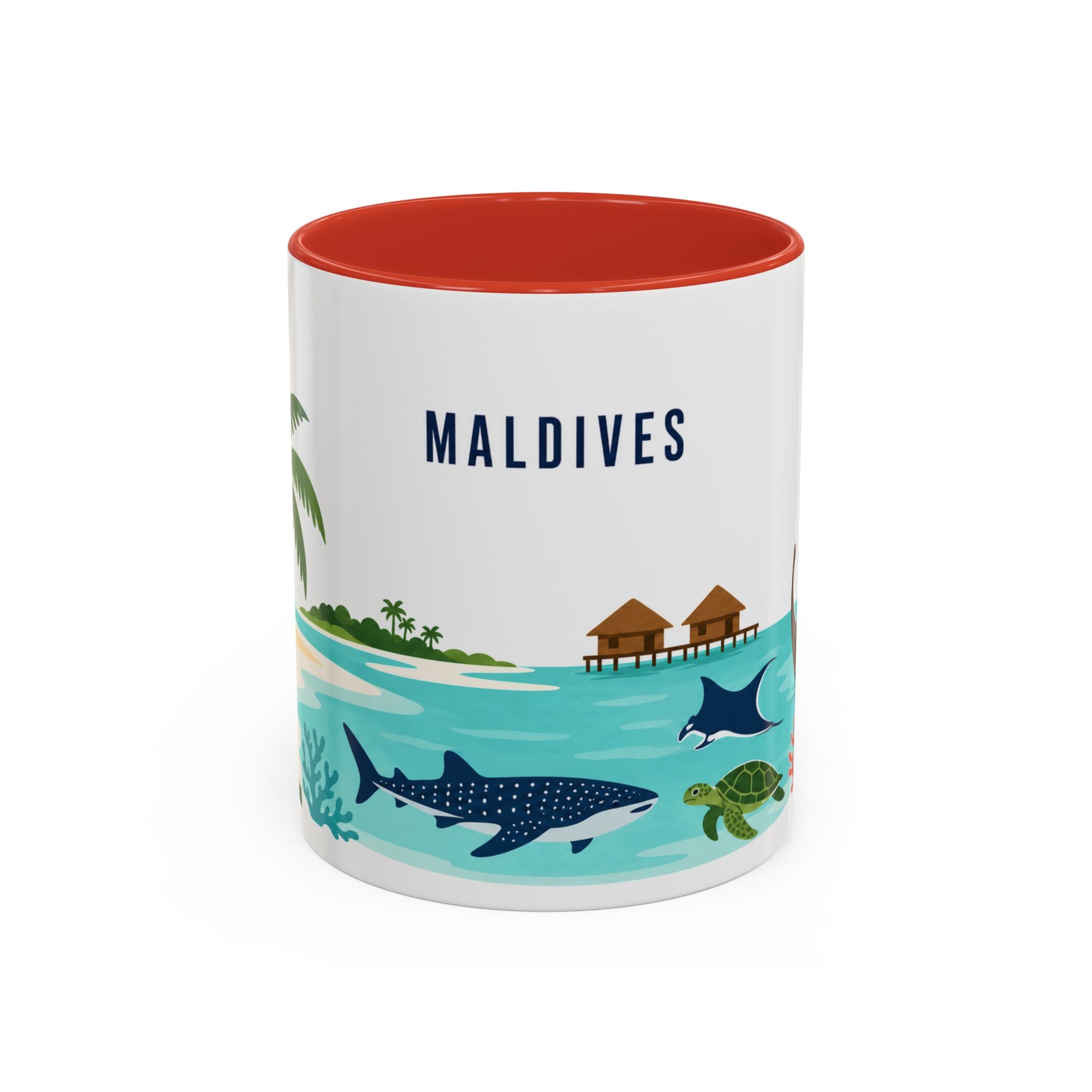 Maldives Coffee Mug | Travel Destination Souvenir Gift | Accent Color Ceramic 11oz 15oz