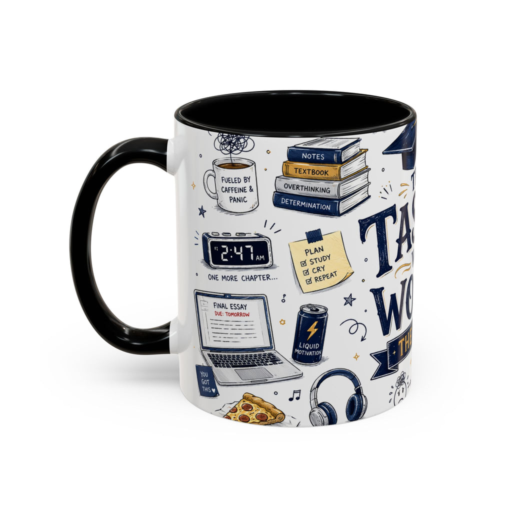 The Tassel Was Worth the Hassle Coffee Mug | Funny Graduation Gift 2026 | Accent Color Ceramic 11oz 15oz