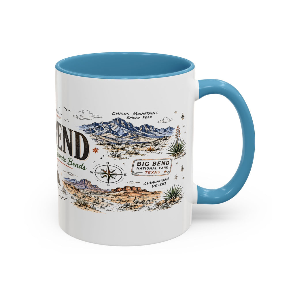 Big Bend National Park Coffee Mug | Texas Desert River Canyon Hiking Gift | Accent Color Ceramic 11oz 15oz