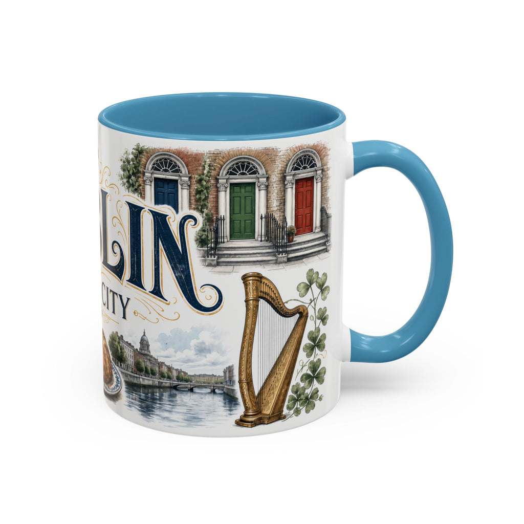 Dublin Coffee Mug | Ireland Travel Souvenir | Vintage Illustrated City Gift | 11 oz 15 oz Accent Mug