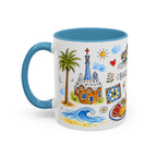 Barcelona Travel Mug | European City Souvenir Accent Coffee Mug | 11oz 15oz Ceramic Cup