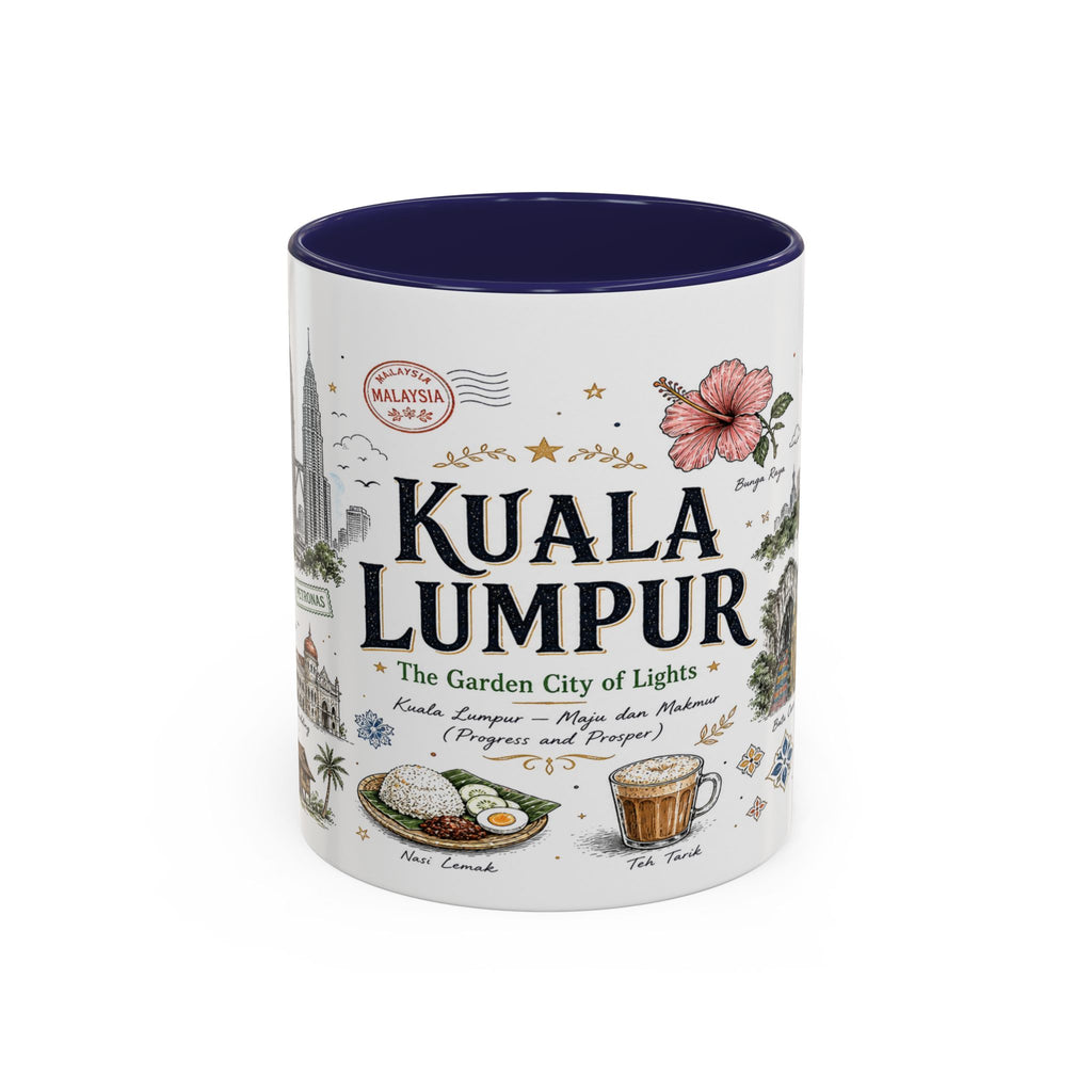 Kuala Lumpur Coffee Mug | Malaysia Souvenir Travel Gift | Accent Color Ceramic 11oz 15oz