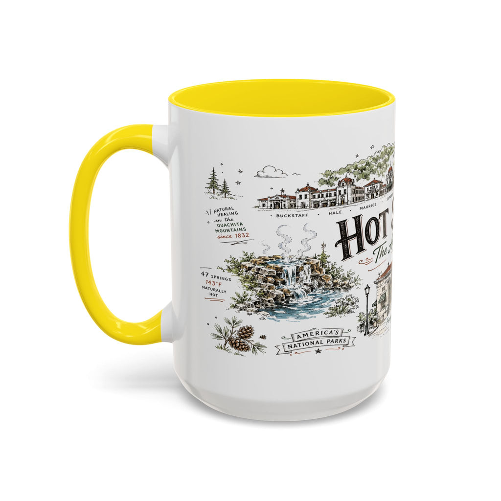 Hot Springs National Park Coffee Mug | Arkansas Thermal Spring Spa Gift | Accent Color Ceramic 11oz 15oz