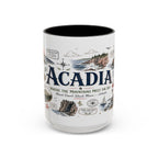 Acadia Coffee Mug | National Park Hiking Coastal Gift | Accent Color Ceramic 11oz 15oz