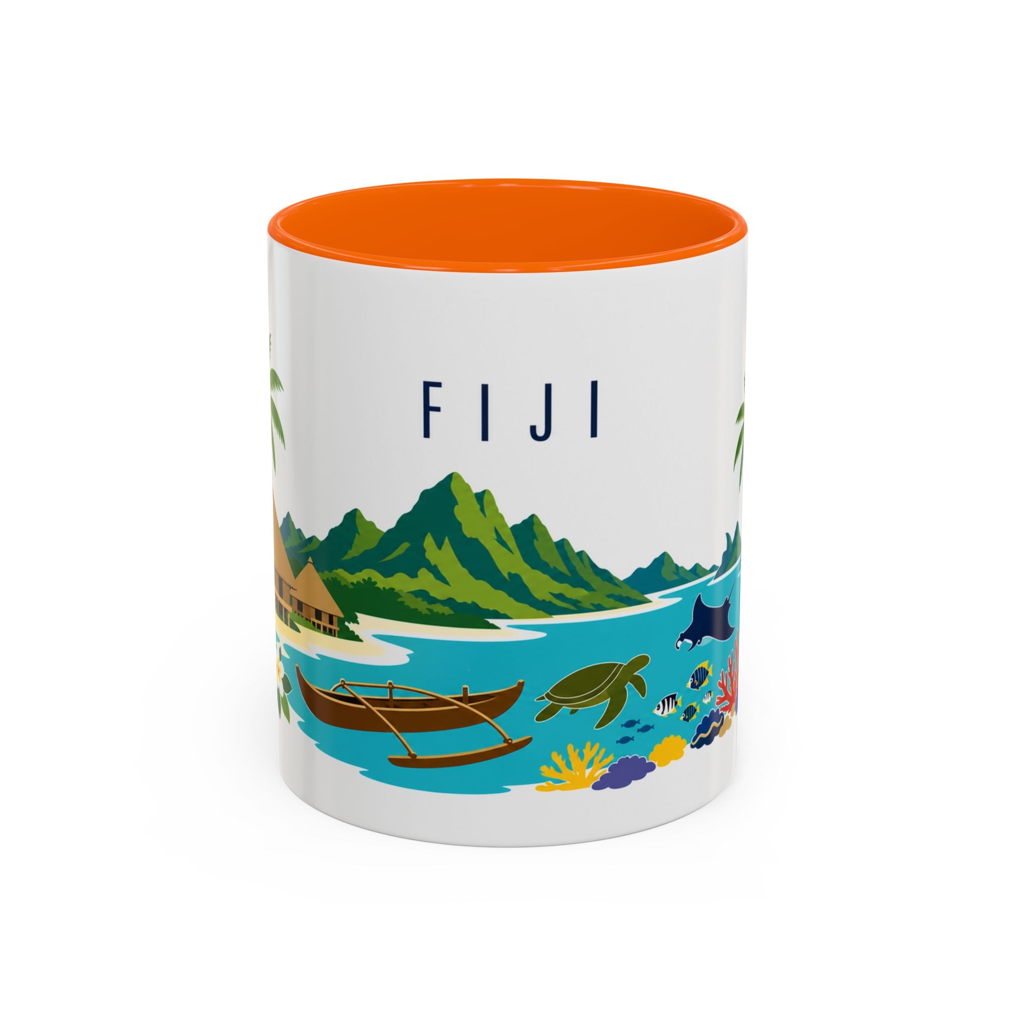 Fiji Coffee Mug | Travel Destination Souvenir Gift | Accent Color Ceramic 11oz 15oz
