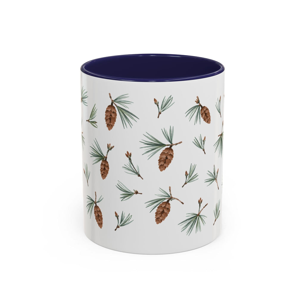 Maine White Pine Cone and Tassel Mug, State Flower Floral Coffee Cup, 11oz Botanical Gift