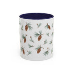 Maine White Pine Cone and Tassel Mug, State Flower Floral Coffee Cup, 11oz Botanical Gift