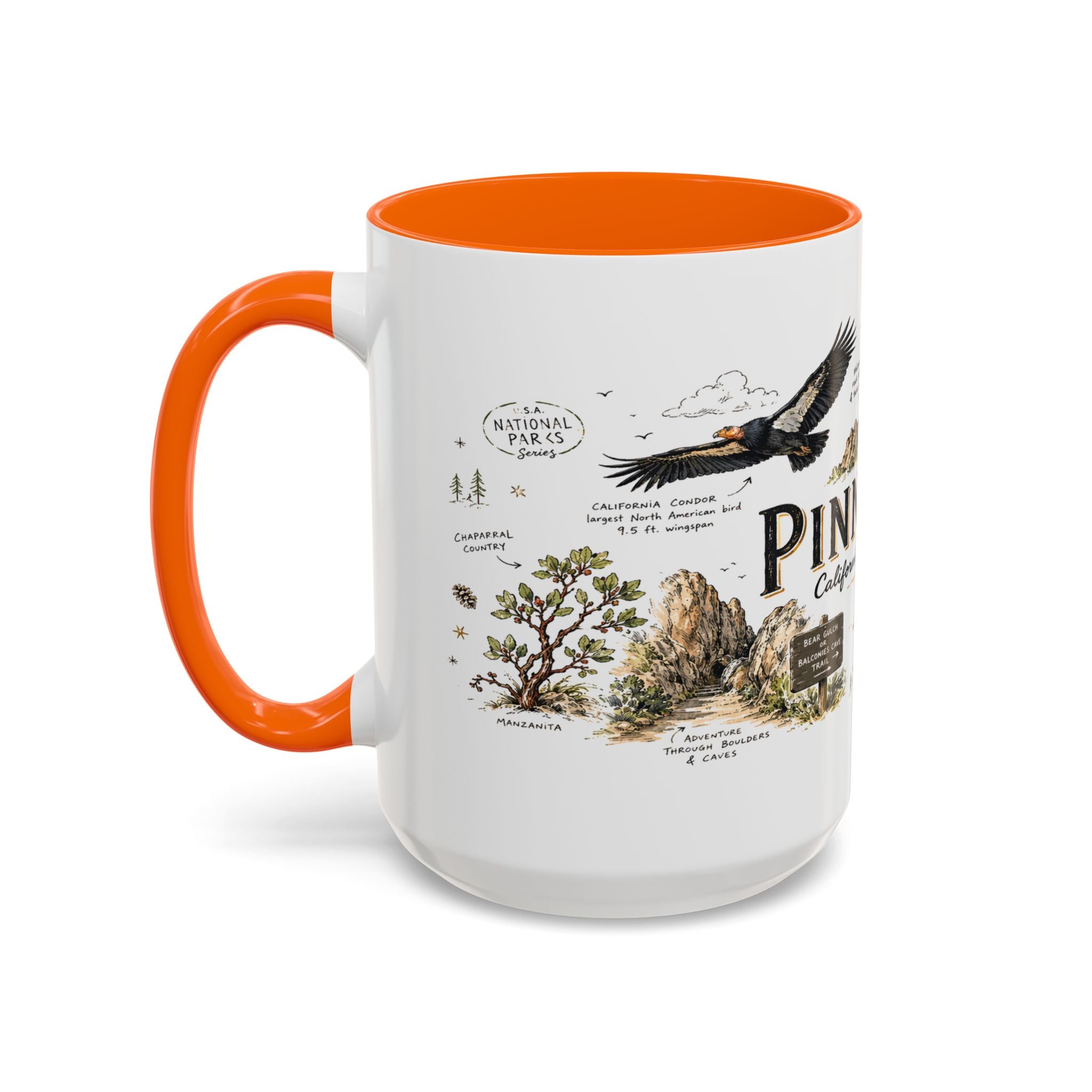 Pinnacles National Park Coffee Mug | California Rock Climbing Condor Gift | Accent Color Ceramic 11oz 15oz
