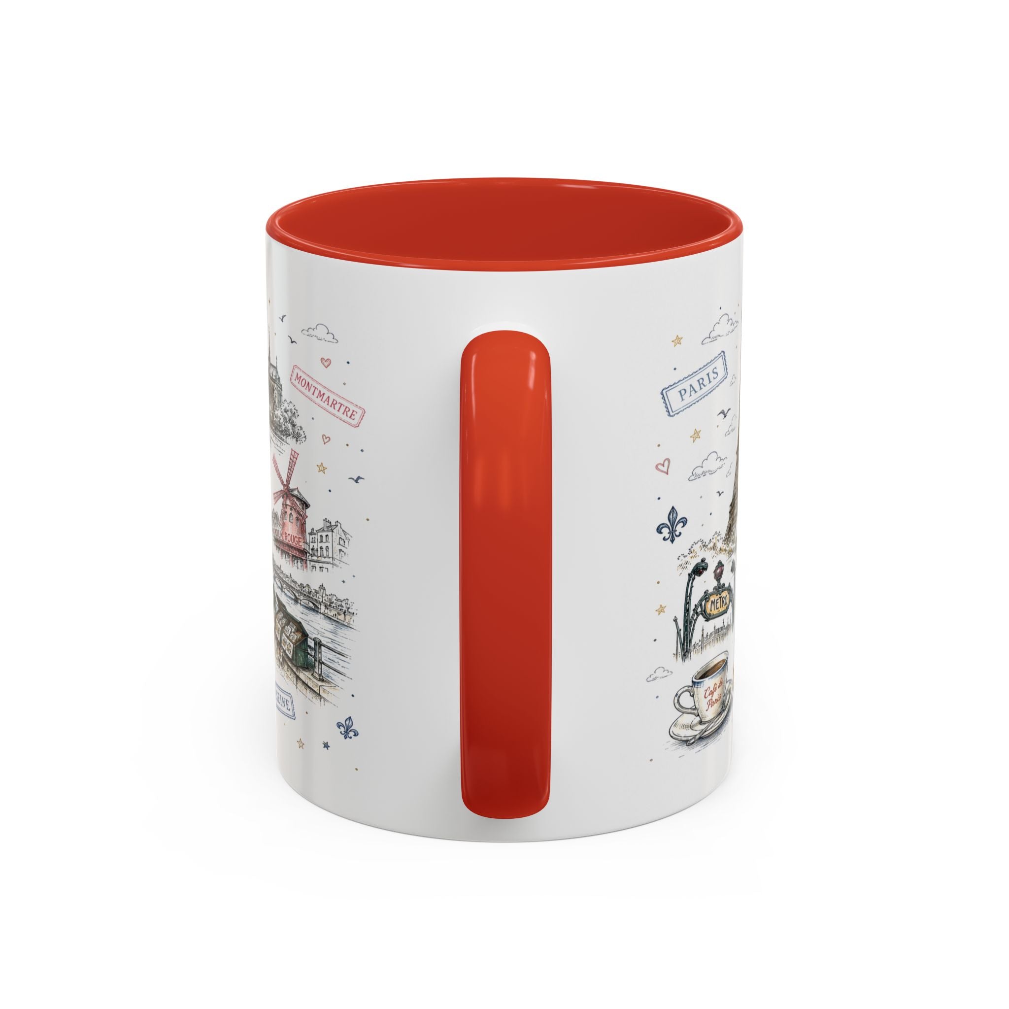 Paris Coffee Mug | France Souvenir Travel Gift | Accent Color Ceramic 11oz 15oz