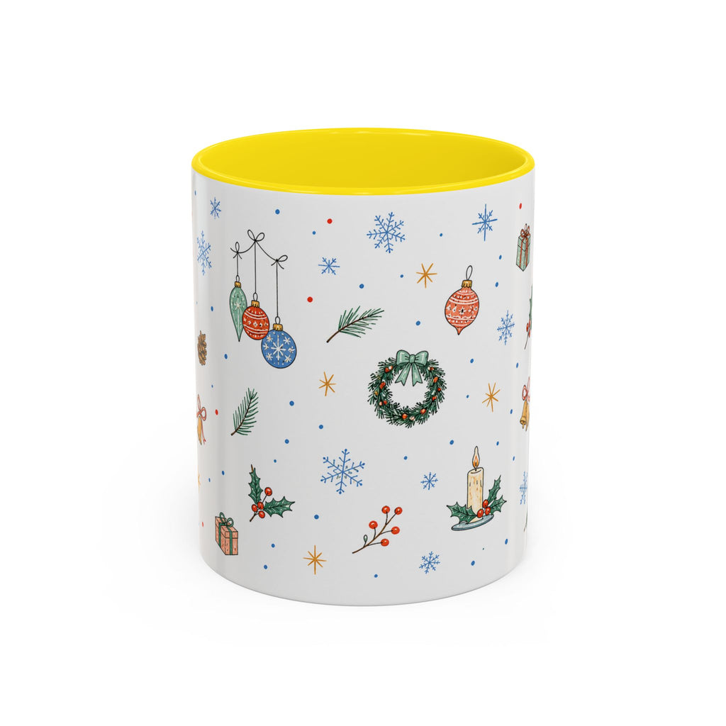 Christmas Ornament Mug | Snowflake Watercolor Holiday Gift | Accent Cup 11oz 15oz