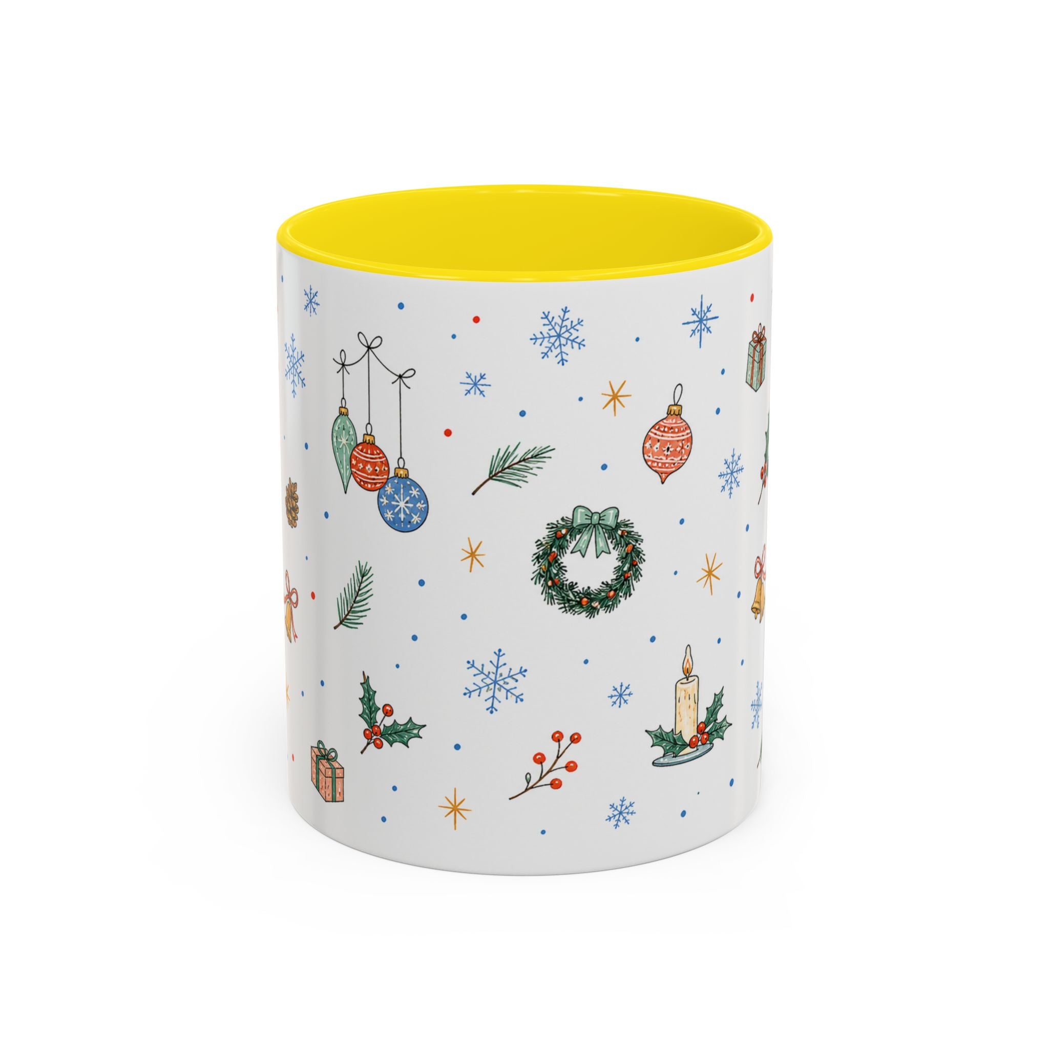 Christmas Ornament Mug | Snowflake Watercolor Holiday Gift | Accent Cup 11oz 15oz