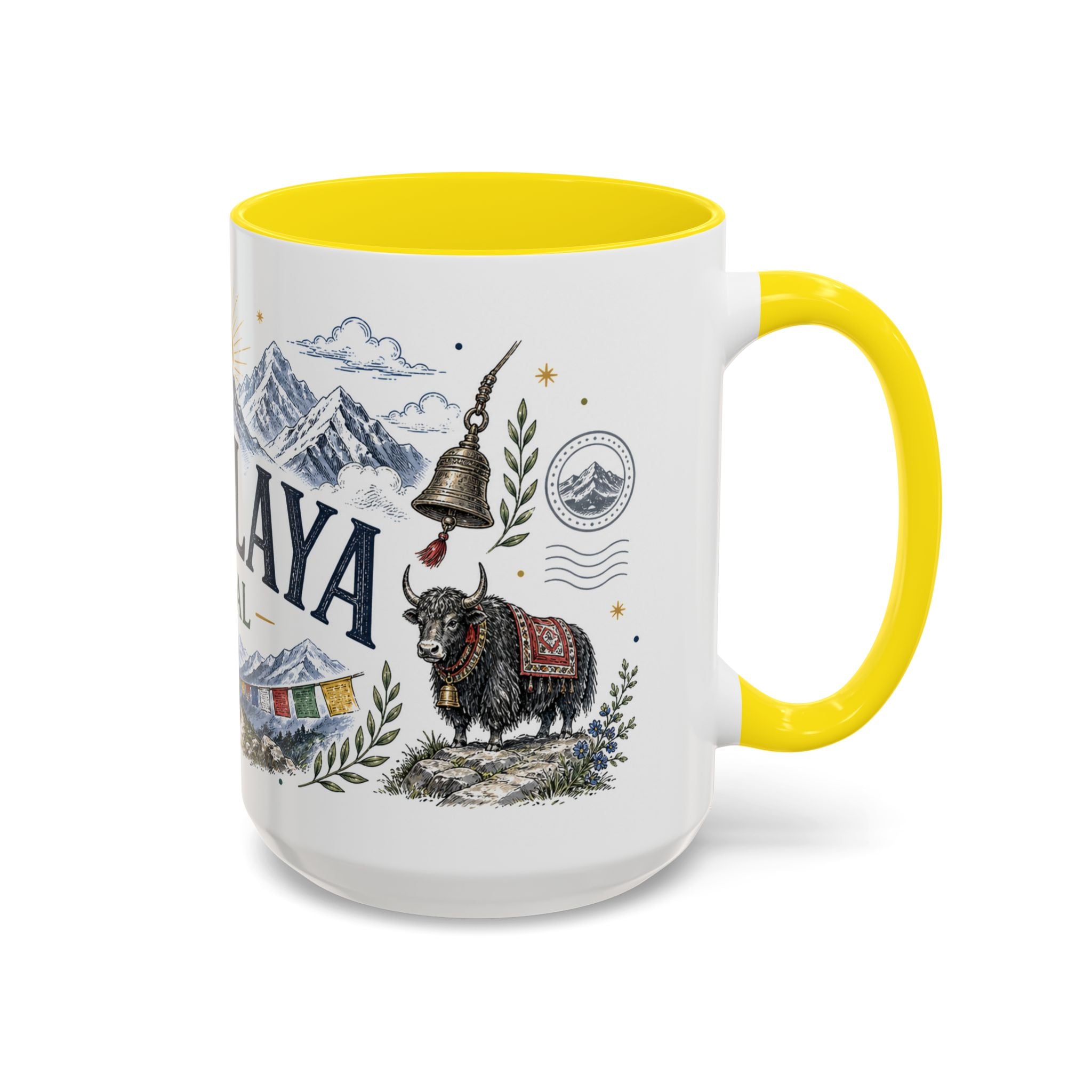 Himalaya Coffee Mug | Travel Destination Souvenir Gift | Accent Color Ceramic 11oz 15oz