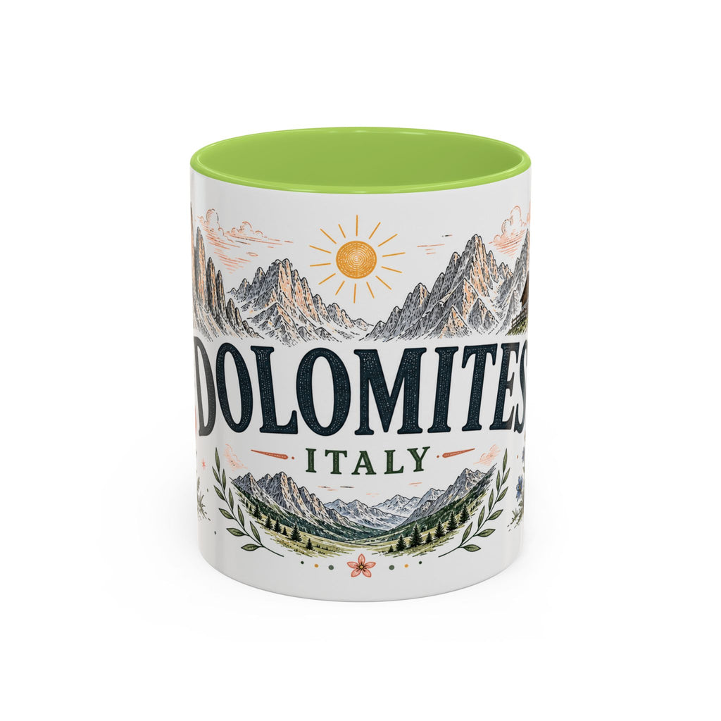 Dolomites Coffee Mug | Travel Destination Souvenir Gift | Accent Color Ceramic 11oz 15oz