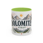 Dolomites Coffee Mug | Travel Destination Souvenir Gift | Accent Color Ceramic 11oz 15oz