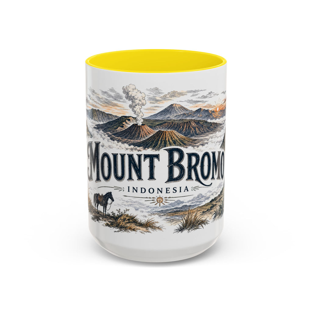 Mount Bromo Mug, Indonesia Travel Souvenir, Bucket List Gift, Accent Ceramic Coffee Mug 11oz 15oz
