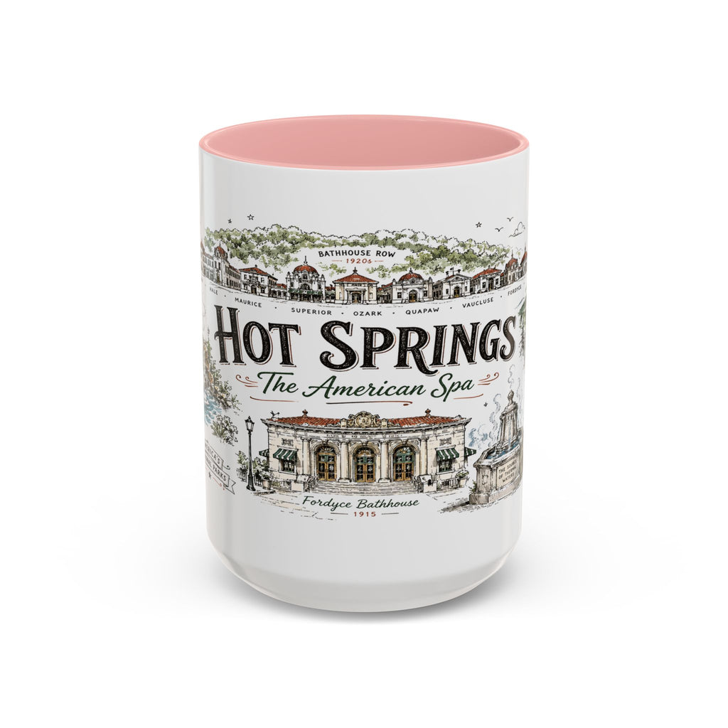 Hot Springs National Park Coffee Mug | Arkansas Thermal Spring Spa Gift | Accent Color Ceramic 11oz 15oz
