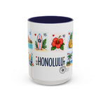 Honolulu Coffee Mug | Postage Stamp Collage Mug | Travel Souvenir Accent Cup 11oz 15oz