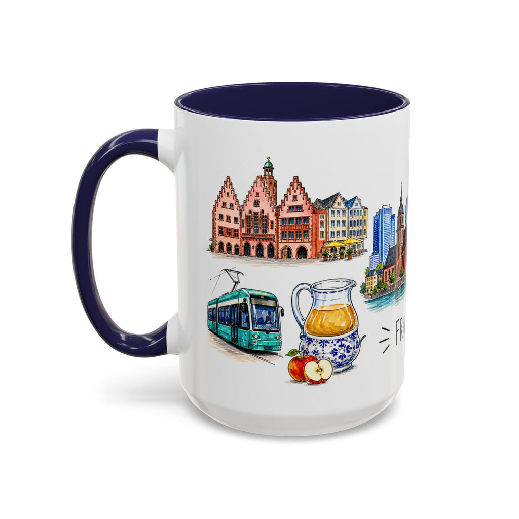 Frankfurt Illustrated Travel Mug | City Souvenir Accent Coffee Mug | 11oz 15oz Ceramic Cup
