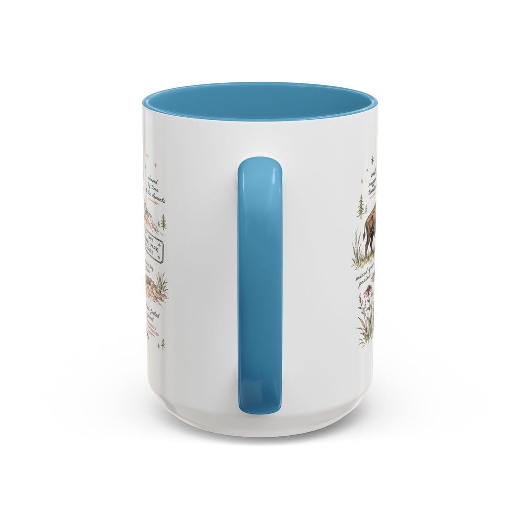 Badlands National Park Coffee Mug | South Dakota Prairie Fossil Hiking Gift | Accent Color Ceramic 11oz 15oz