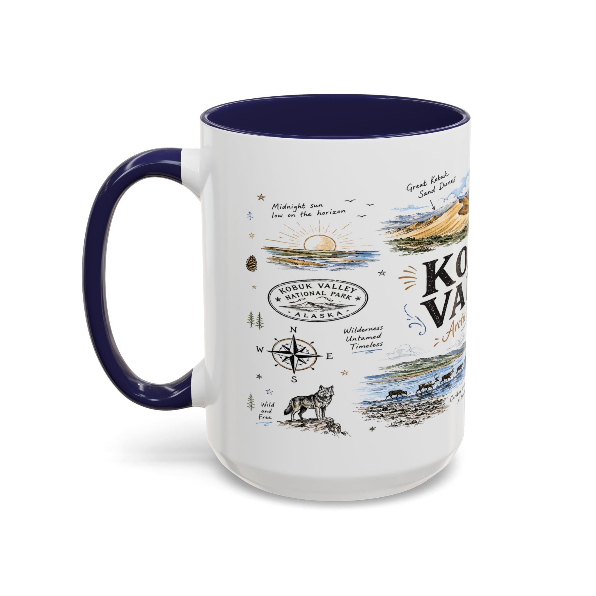 Kobuk Valley National Park Coffee Mug | Alaska Arctic Sand Dunes Gift | Accent Color Ceramic 11oz 15oz