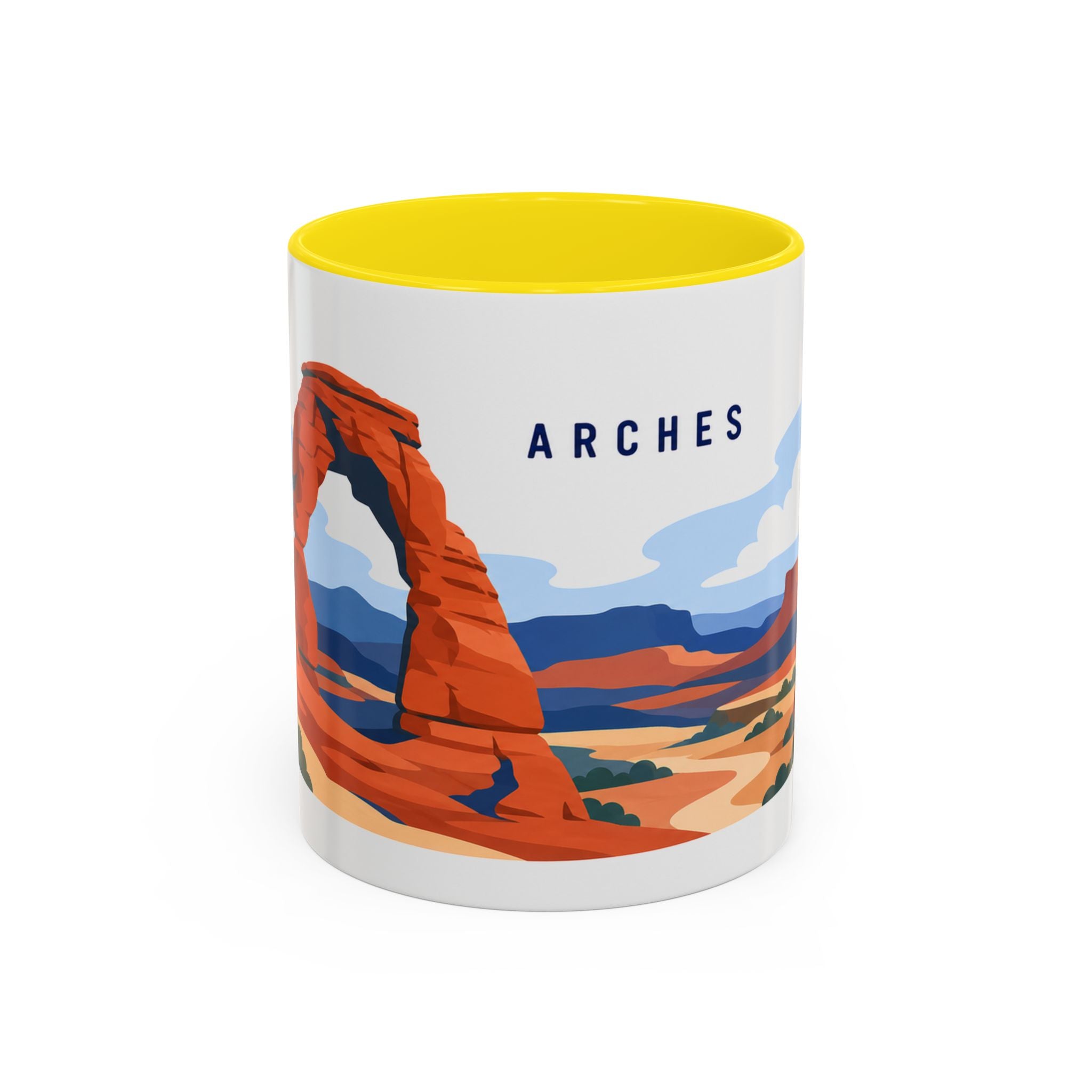 Arches National Park Coffee Mug | Solid Color Block Park Souvenir | 11oz 15oz Accent Mug