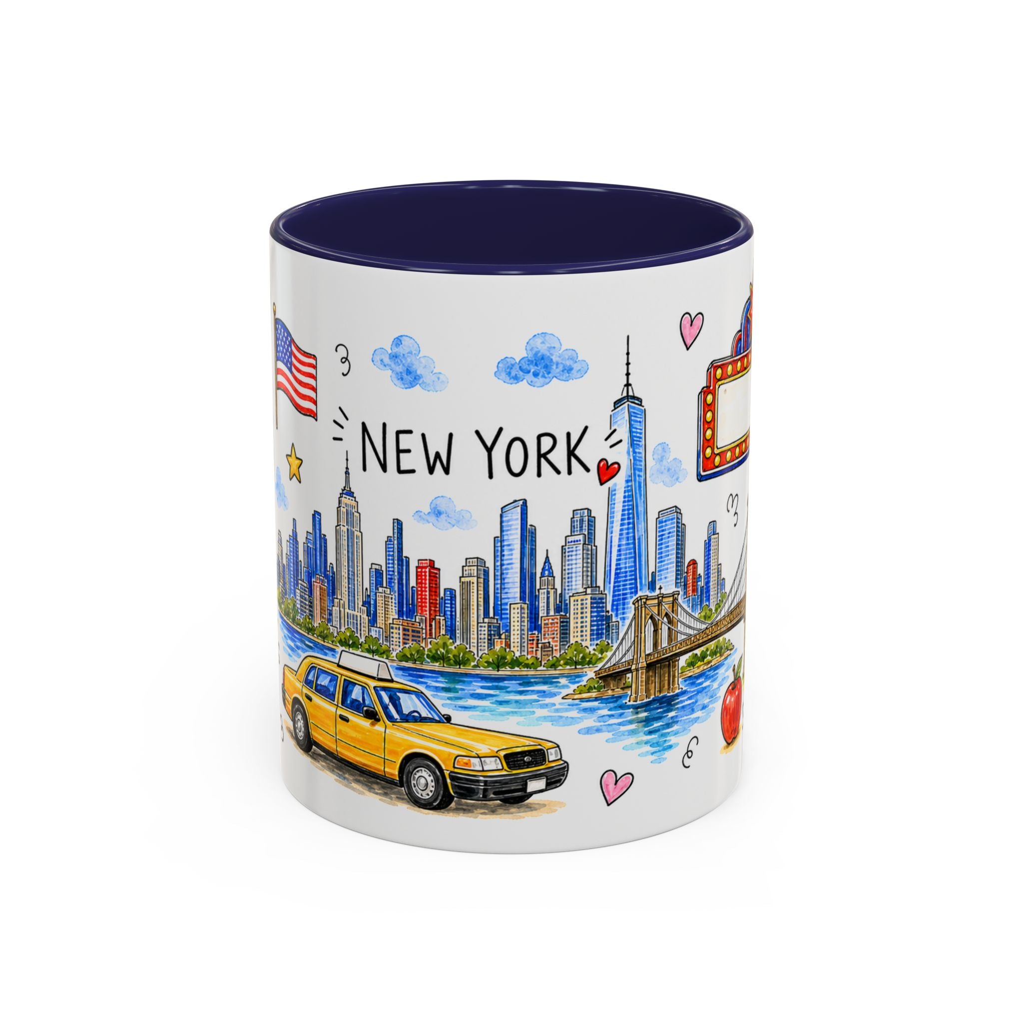 New York City Illustrated Travel Mug | City Souvenir Accent Coffee Mug | 11oz 15oz Ceramic Cup