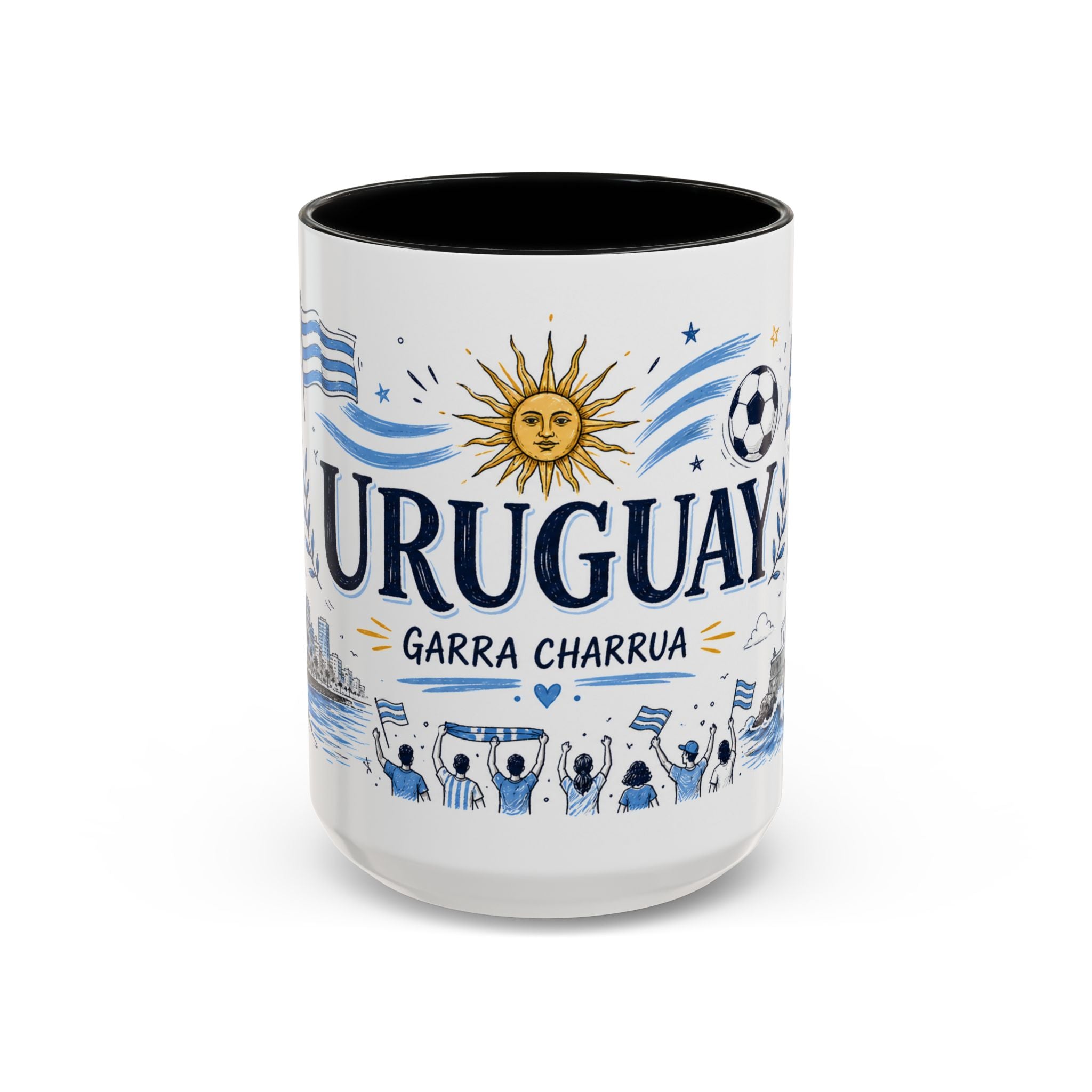 Uruguay Soccer Coffee Mug | World Cup Fan Gift | Accent Color Ceramic 11oz 15oz Match Day Cup
