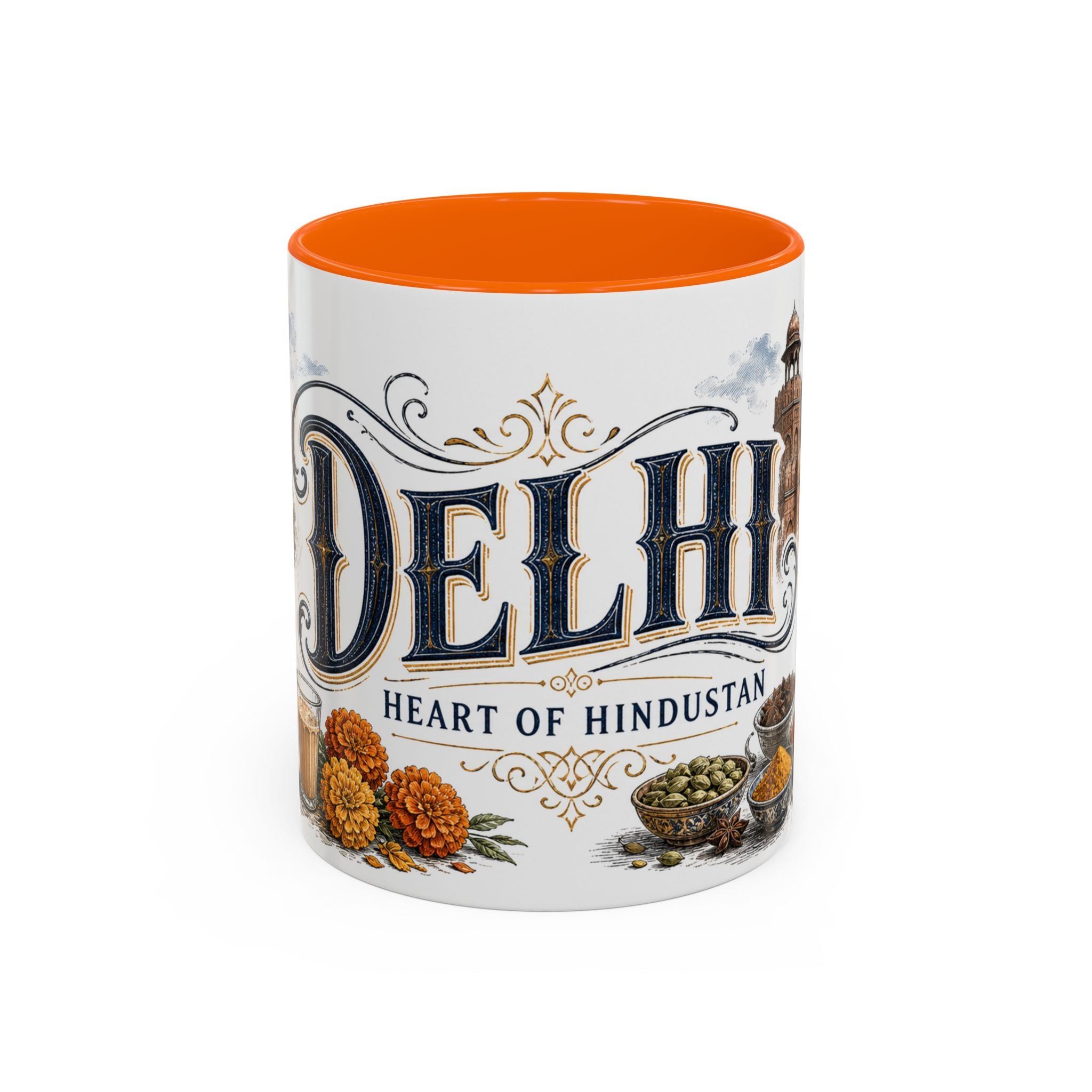 Delhi Coffee Mug | India Travel Souvenir | Vintage Illustrated City Gift | 11 oz 15 oz Accent Mug