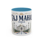 Taj Mahal Coffee Mug | Travel Destination Souvenir Gift | Accent Color Ceramic 11oz 15oz