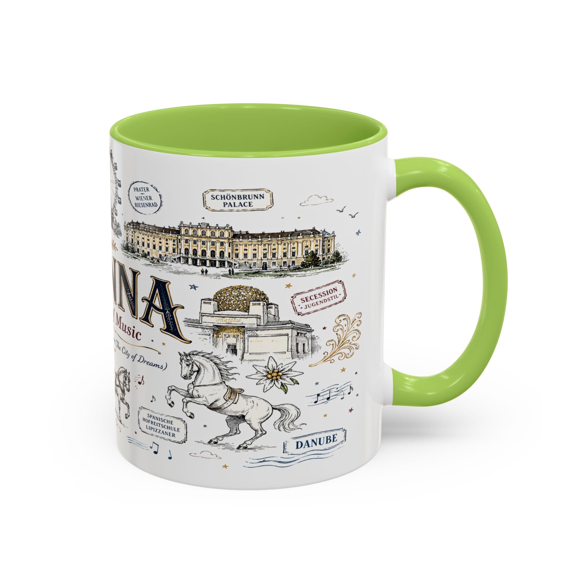 Vienna Coffee Mug | Austria Souvenir Travel Gift | Accent Color Ceramic 11oz 15oz