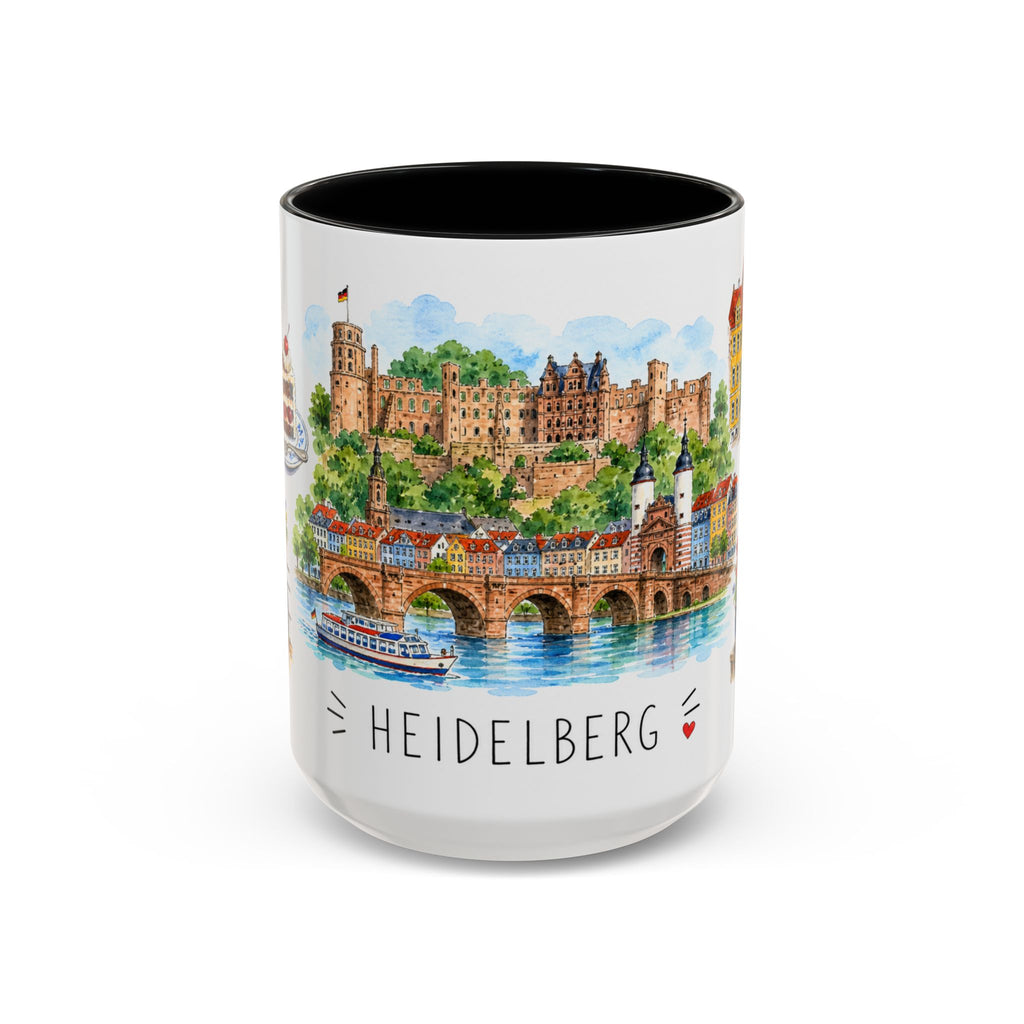 Heidelberg Illustrated Travel Mug | City Souvenir Accent Coffee Mug | 11oz 15oz Ceramic Cup
