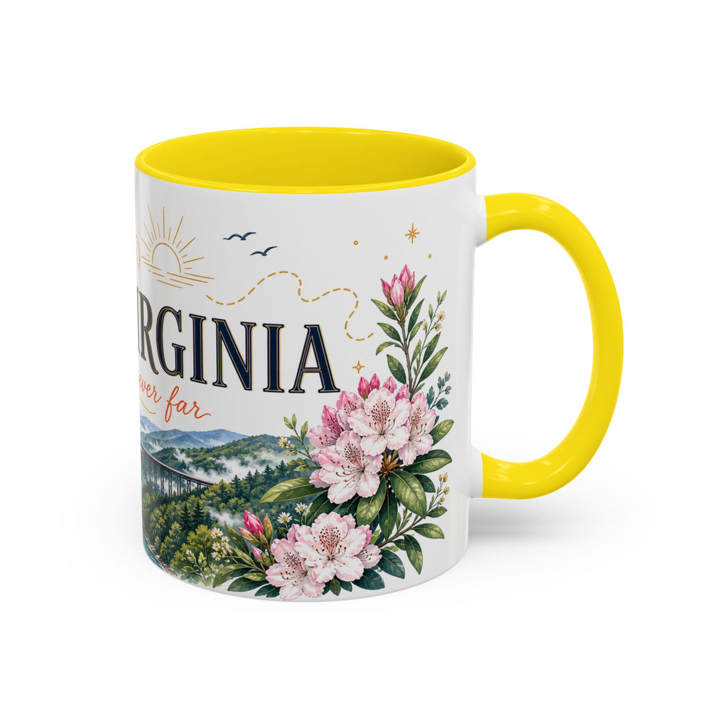 West Virginia State Map Mug | Appalachian Bridge, Rhododendron Accent Coffee Cup