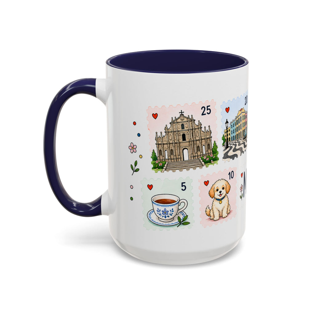 Macau Coffee Mug | Postage Stamp Collage Mug | Travel Souvenir Accent Cup 11oz 15oz