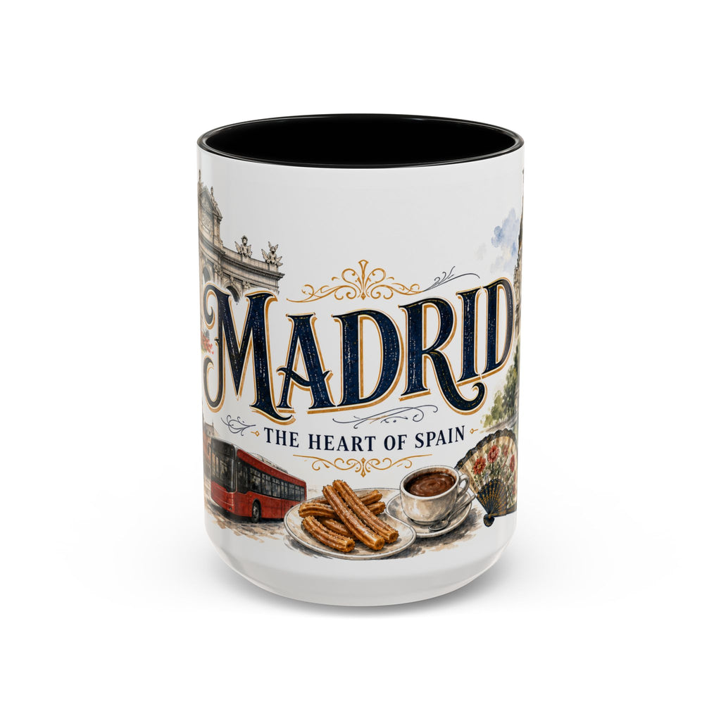 Madrid Coffee Mug | Spain Travel Souvenir | Vintage Illustrated City Gift | 11 oz 15 oz Accent Mug