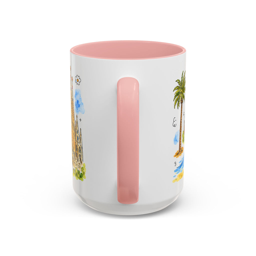 Barcelona Travel Mug | European City Souvenir Accent Coffee Mug | 11oz 15oz Ceramic Cup