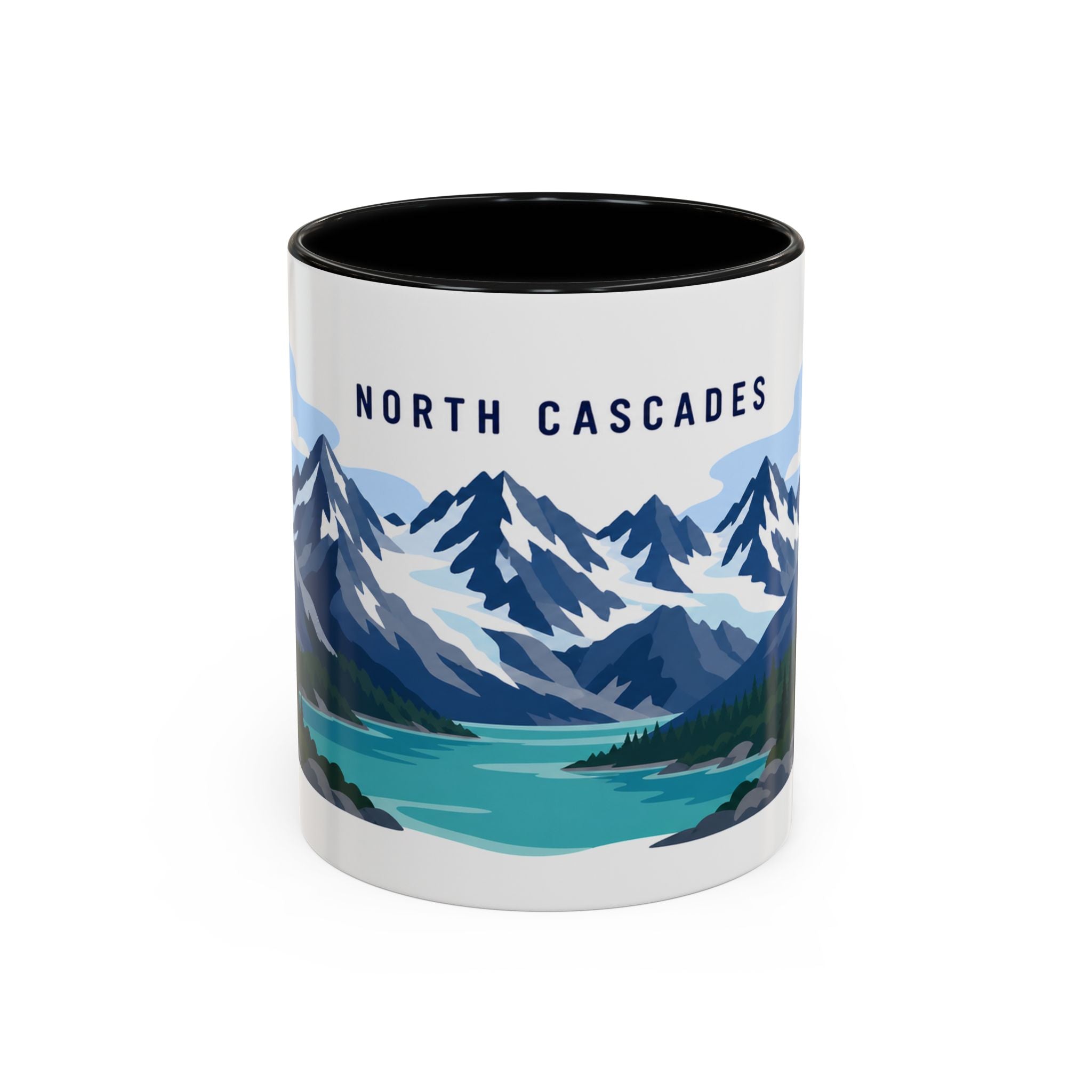 North Cascades National Park Coffee Mug | Solid Color Block Park Souvenir | 11oz 15oz Accent Mug