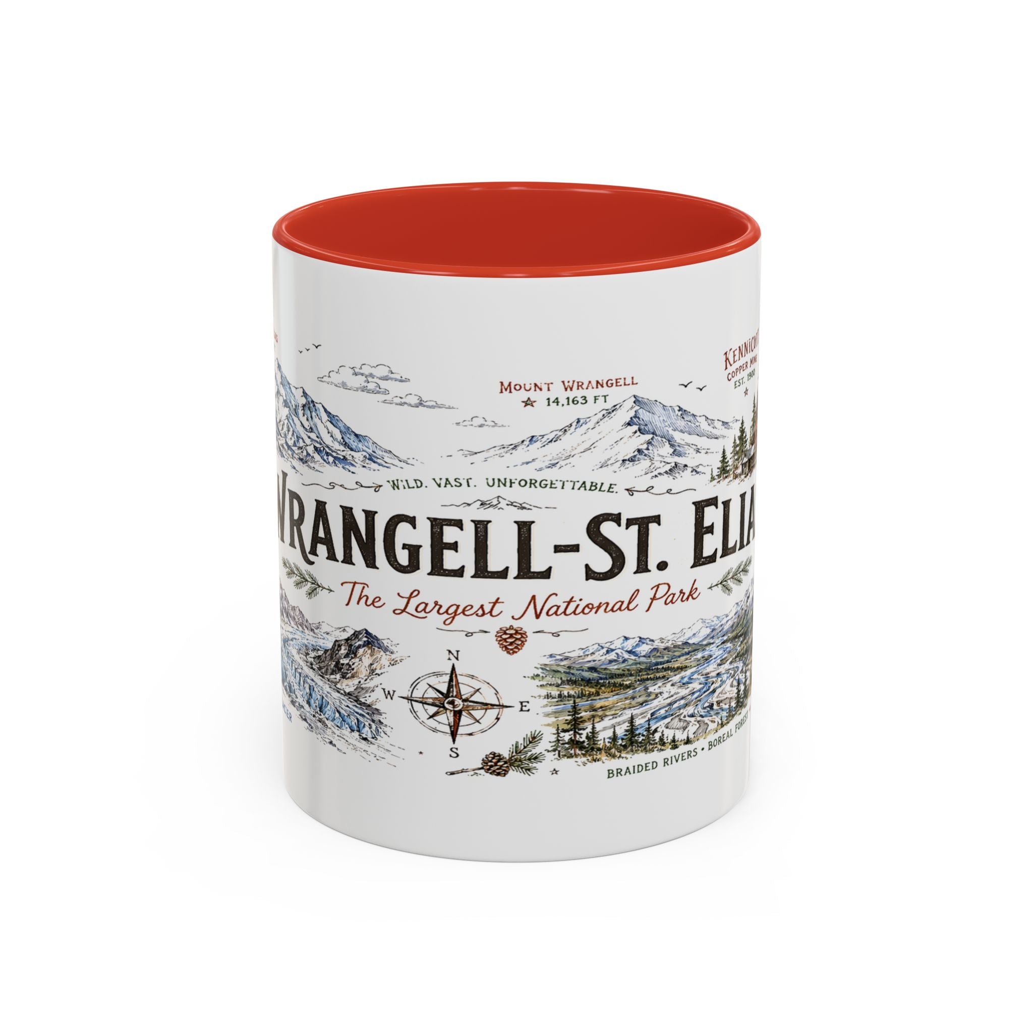 Wrangell-St. Elias National Park Coffee Mug | Alaska Wilderness Climbing Gift | Accent Color Ceramic 11oz 15oz