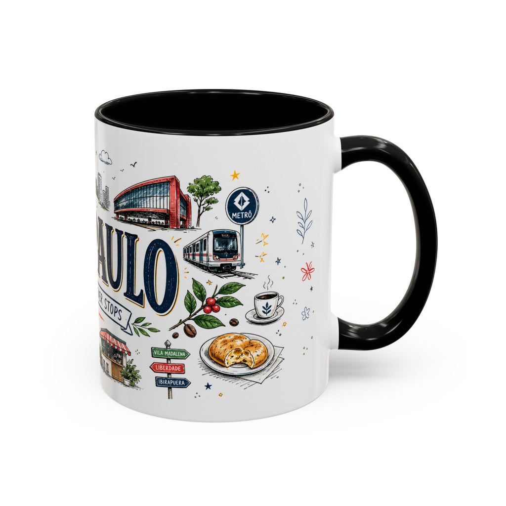 Sao Paulo Coffee Mug | Brazil Souvenir Travel Gift | Accent Color Ceramic 11oz 15oz