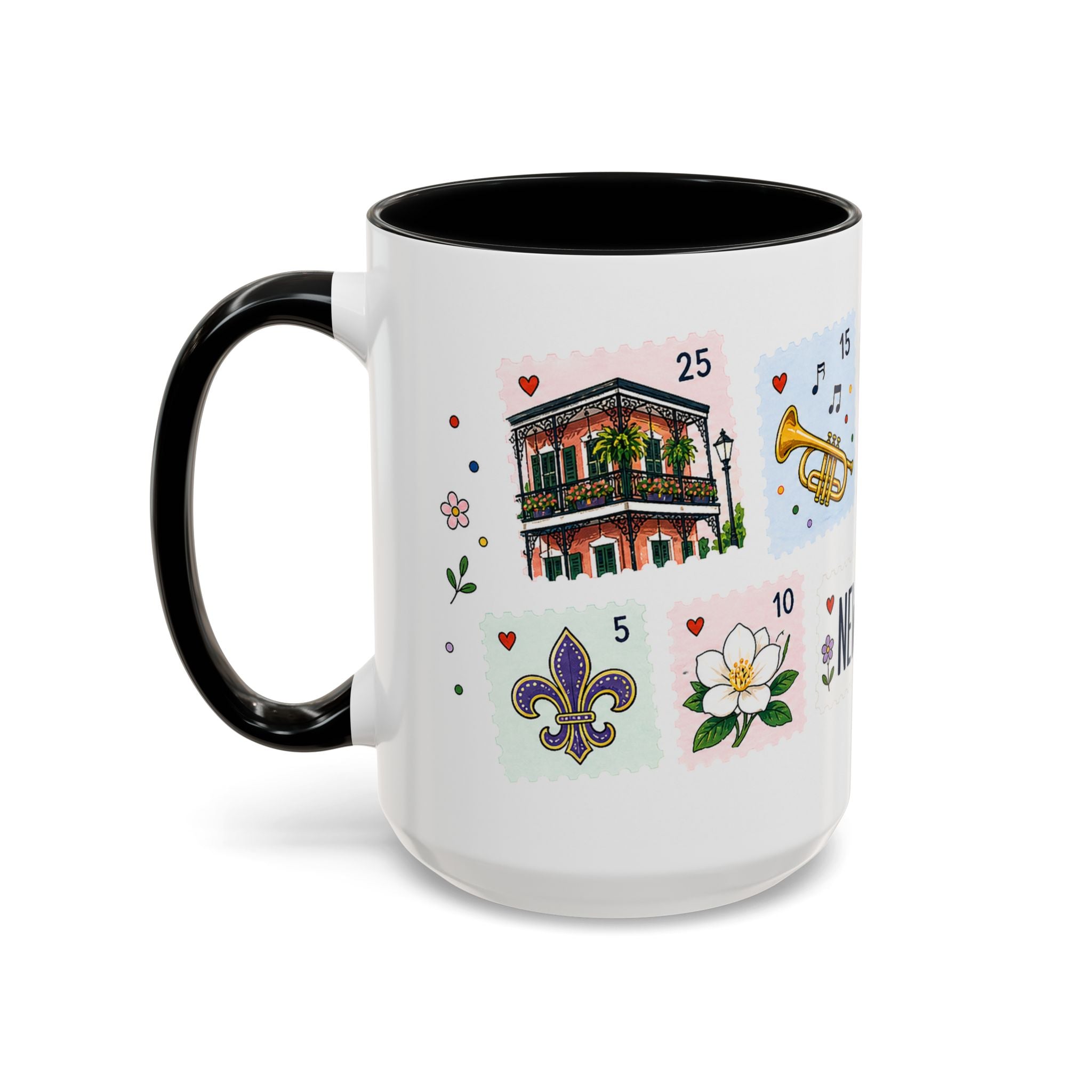 New Orleans Coffee Mug | Postage Stamp Collage Mug | Travel Souvenir Accent Cup 11oz 15oz