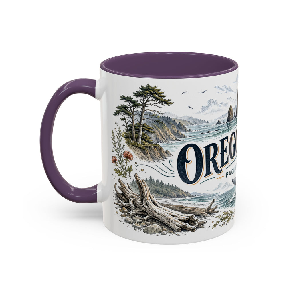 Oregon Coast Mug, Pacific Northwest Travel Souvenir, Bucket List Gift, Accent Ceramic Coffee Mug 11oz 15oz