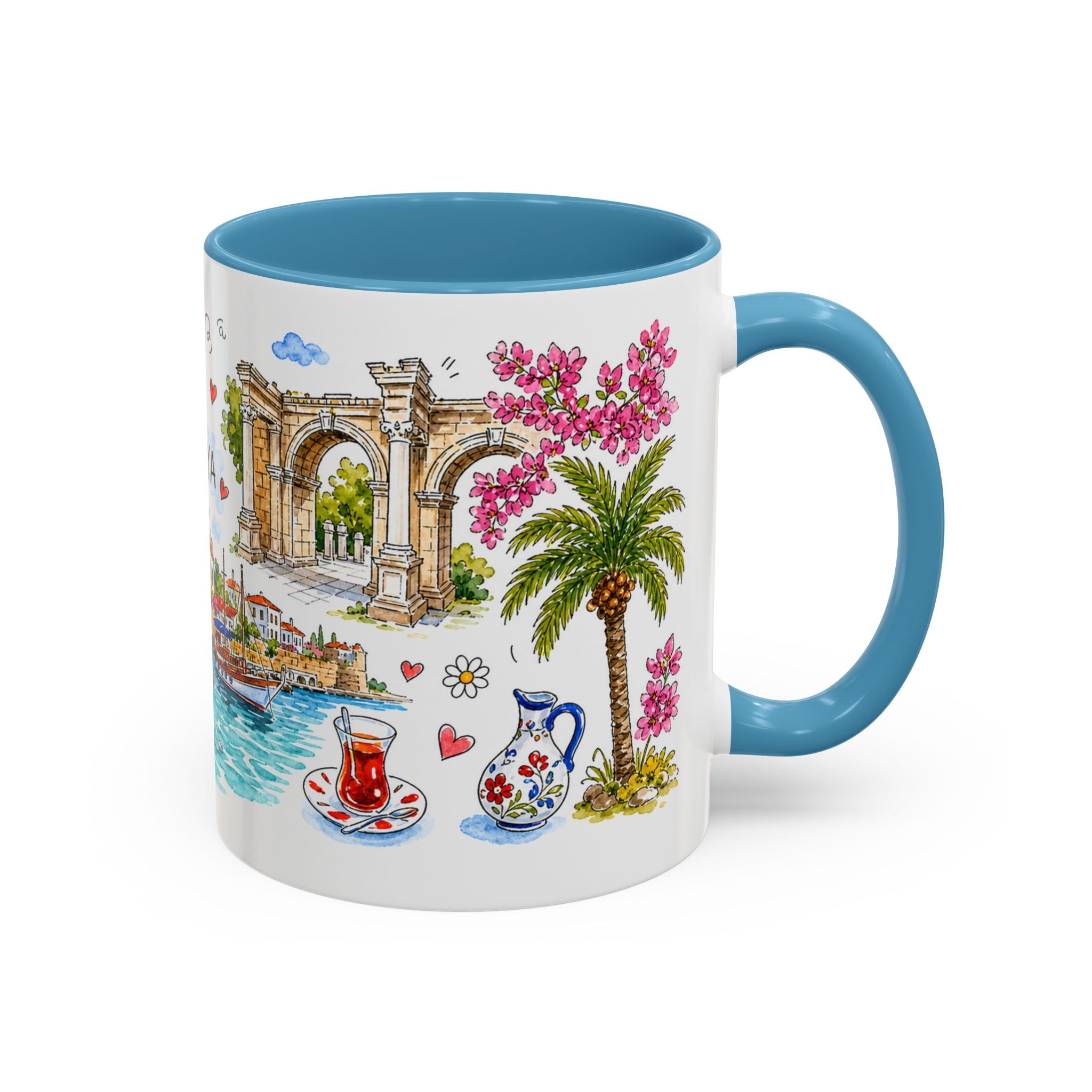 Antalya Travel Mug | European City Souvenir Accent Coffee Mug | 11oz 15oz Ceramic Cup