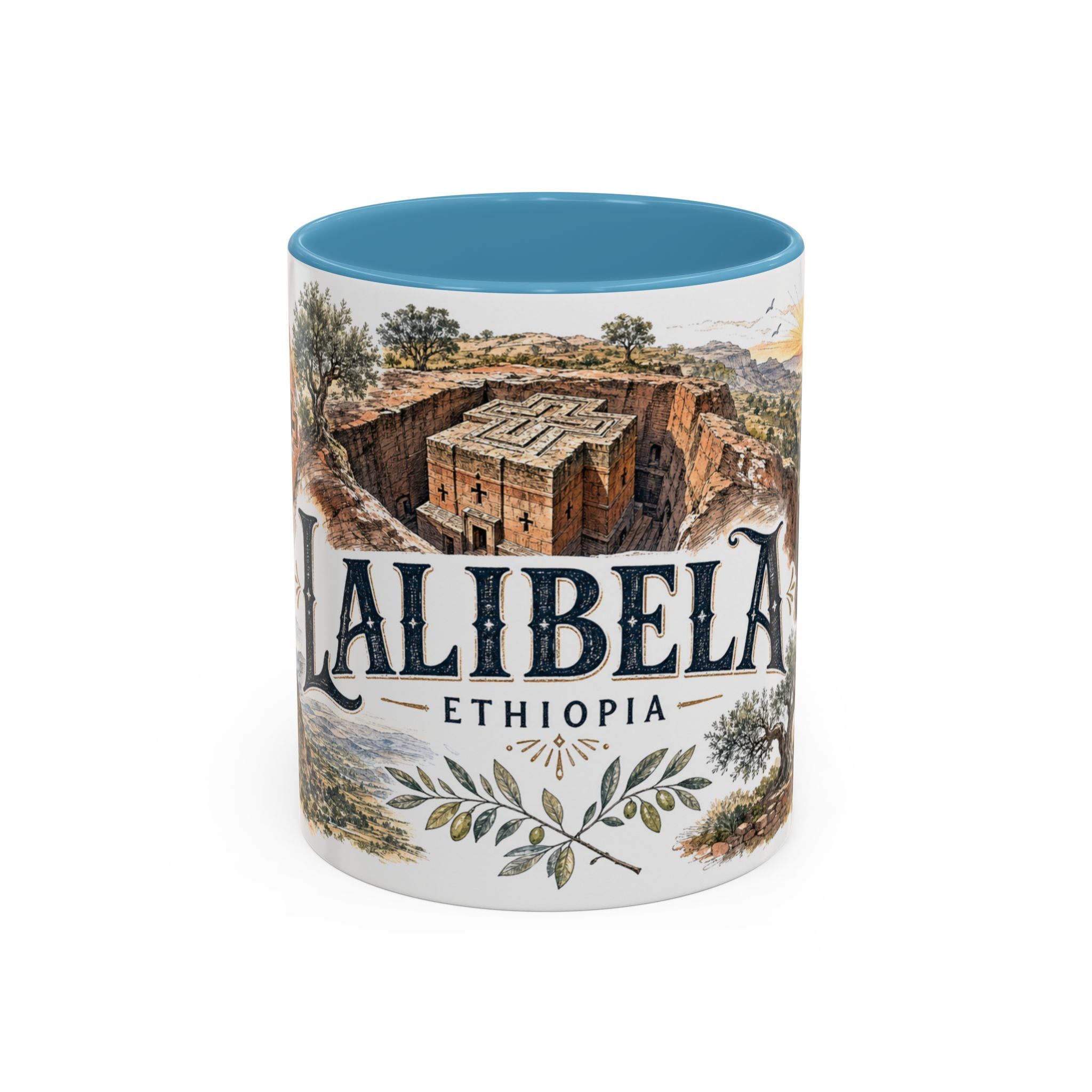 Lalibela Mug, Ethiopia Travel Souvenir, Bucket List Gift, Accent Ceramic Coffee Mug 11oz 15oz
