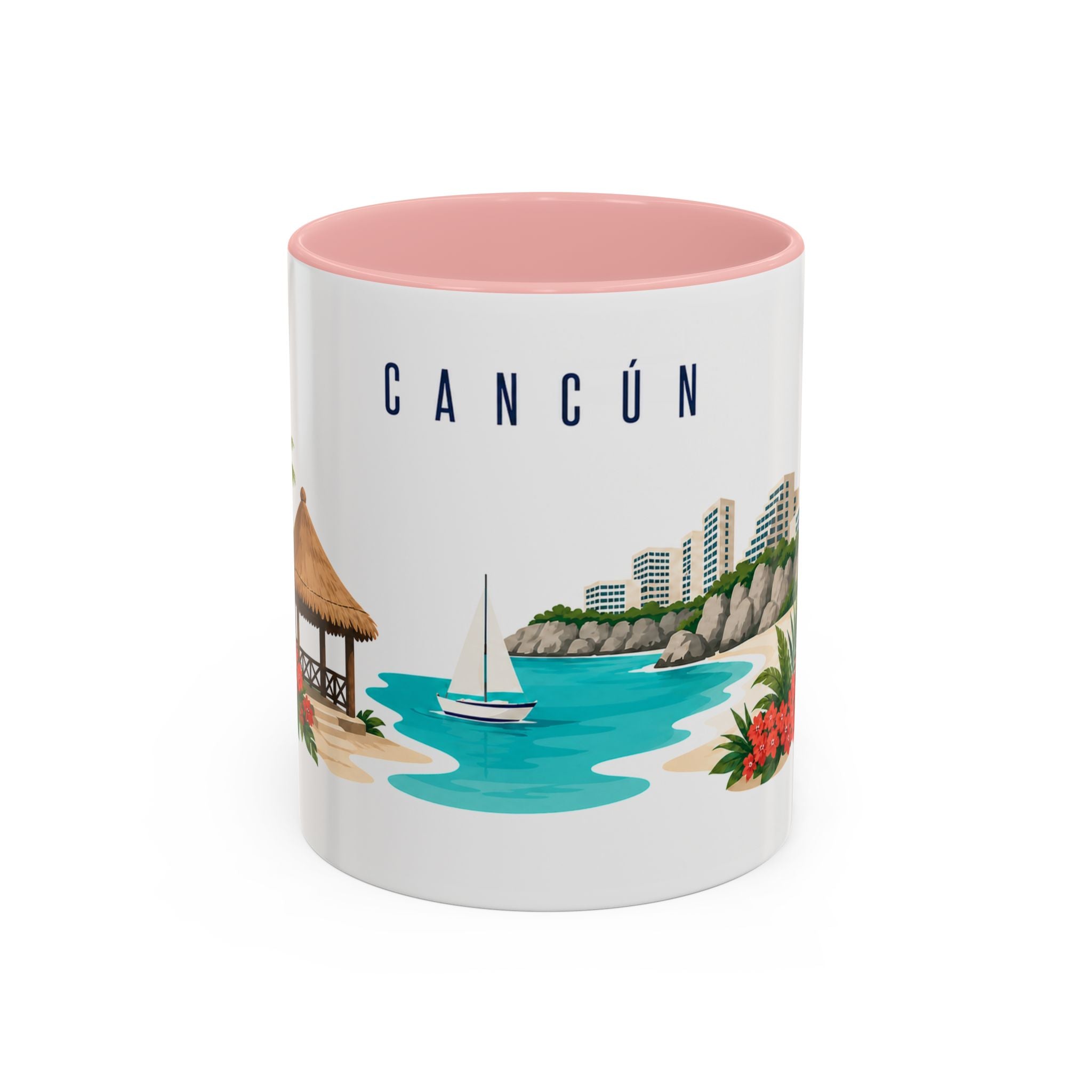 Cancún Coffee Mug | Mexico Travel Souvenir | Porcelain Decal City Gift | 11oz 15oz Accent Mug