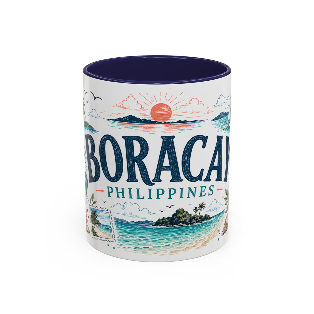 Boracay Coffee Mug | Travel Destination Souvenir Gift | Accent Color Ceramic 11oz 15oz